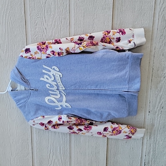 Lucky Brand girl sweater size L (14/16) color grey floral - Picture 2 of 9